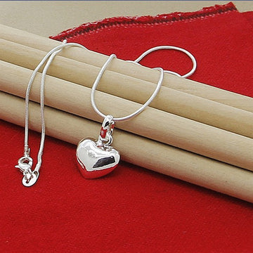 High Quality Silver Necklace 925 Sterling Silver Heart-Shape - [NUDRESS]
