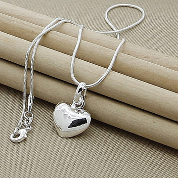 High Quality Silver Necklace 925 Sterling Silver Heart-Shape - [NUDRESS]