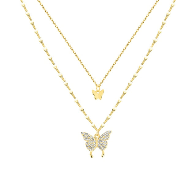 925 Sterling Silver Shiny Butterfly Tassel Necklace - [NUDRESS]
