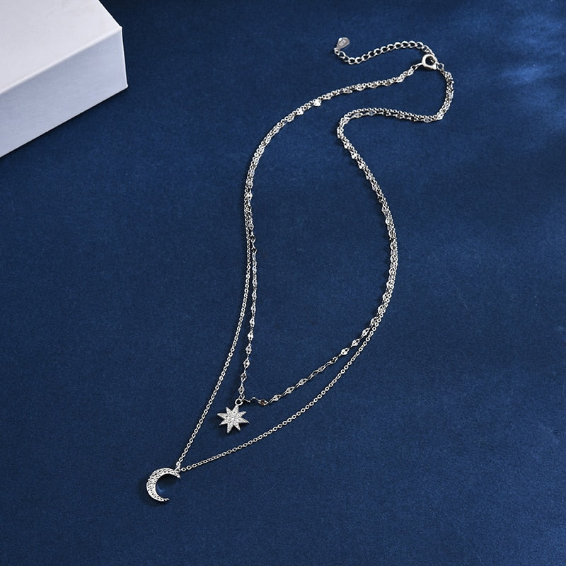 925 Sterling Silver Simple Stars Necklaces - [NUDRESS]