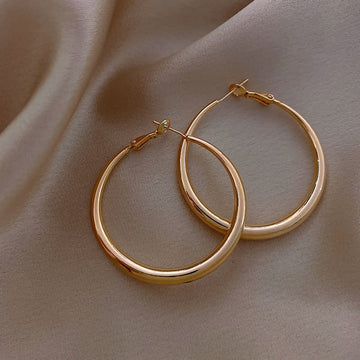 Classic Copper Alloy Metal Hoop Earrings - [NUDRESS]